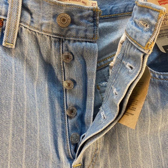 Levi's Ribcage Straight Ankle Jeans, blue with vertical stripes, size 27 - Picture 10 of 14